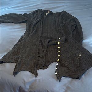 Free People Black Button-Up Cardigan
